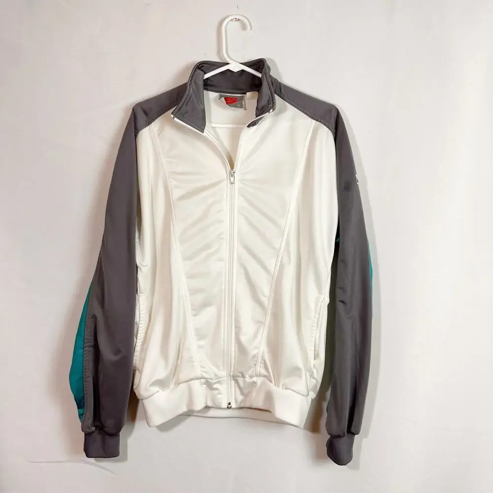 VINTAGE NIKE Tracksuit Bomber Jacket Colorblock White Grey … - Picture 3 of 6